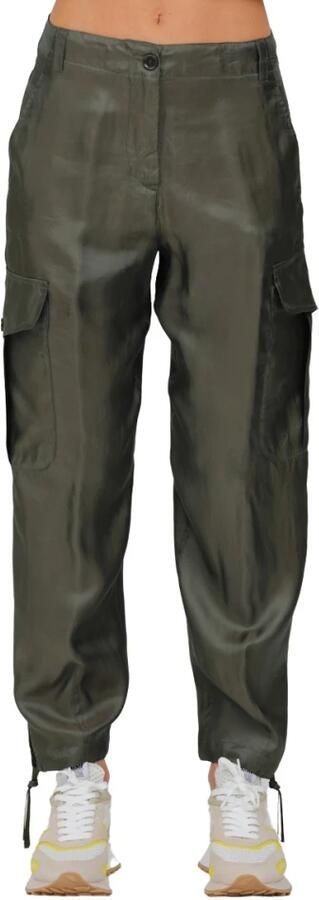 Aspesi Cargo Broek met Trekkoord en Manchetten Green Dames