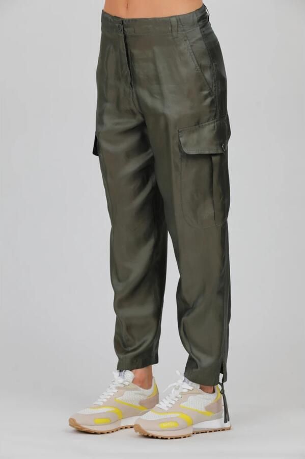 Aspesi Cargo Broek met Trekkoord en Manchetten Green Dames - Foto 3