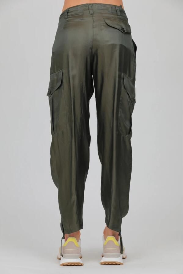Aspesi Cargo Broek met Trekkoord en Manchetten Green Dames - Foto 4
