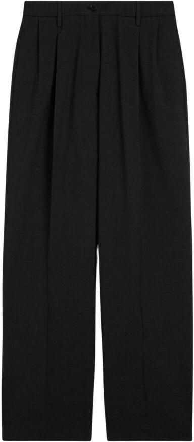 Aspesi Hoge taille broek met plooien en zachte pijp Black Dames