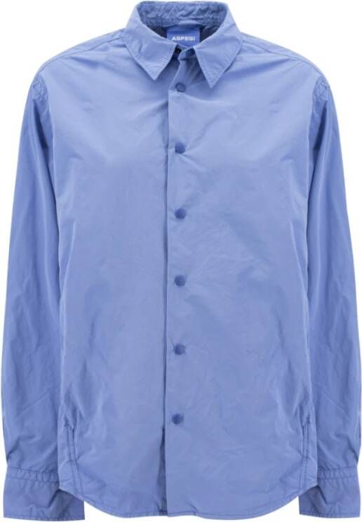 Aspesi Casual katoenen overhemd met unieke verftechniek Blauw Heren