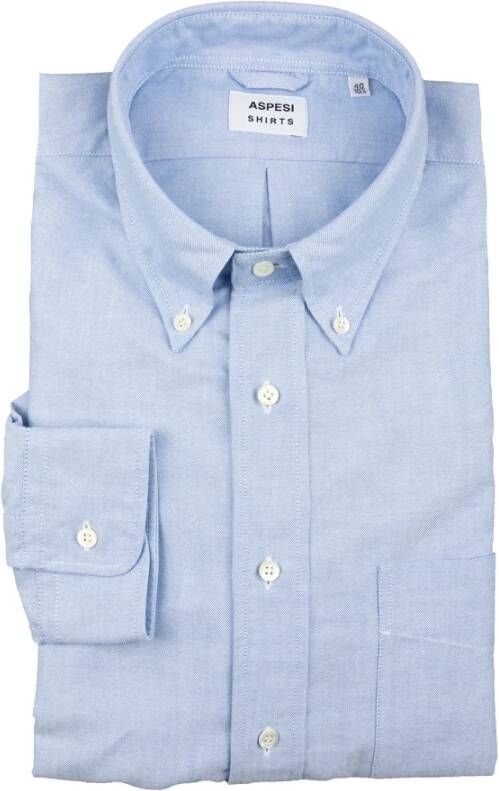 Aspesi Heldere Blauwe Oxford Overhemd Blauw Heren