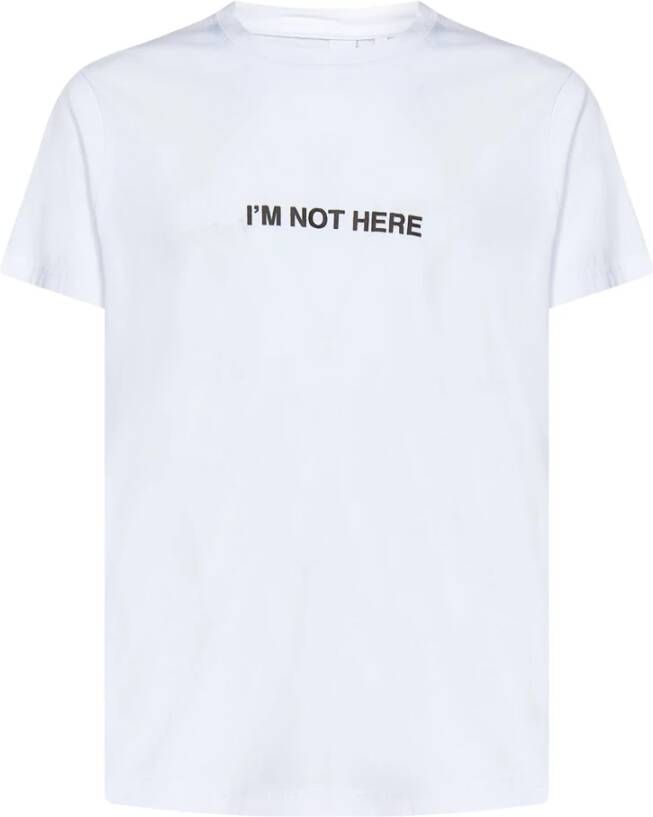 Aspesi Heren IM NOT Here Print T-Shirt White Heren