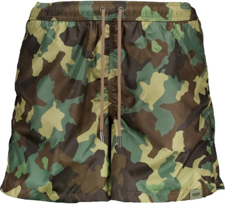 Aspesi Militair Groene Camouflage Zwembroek Groen Heren