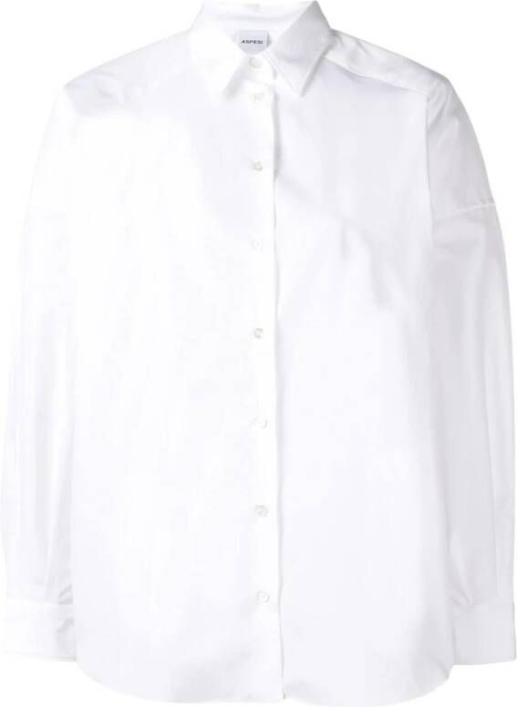 Aspesi Oversized Polo Shirt voor Zakelijke Gelegenheden White Dames