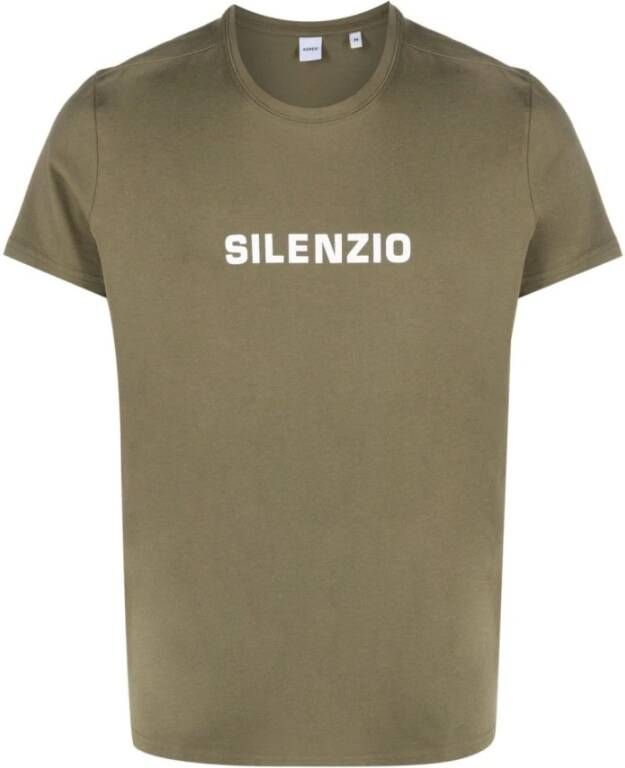 Aspesi Silenzio Bedrukt Logo T-Shirt Groen Heren
