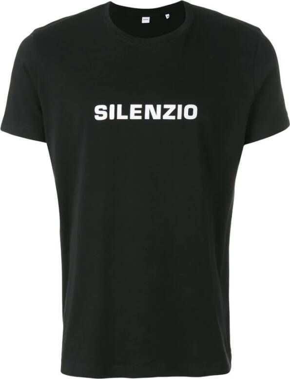 Aspesi Silenzio Katoenen T-Shirt met Bedrukt Logo Zwart Heren