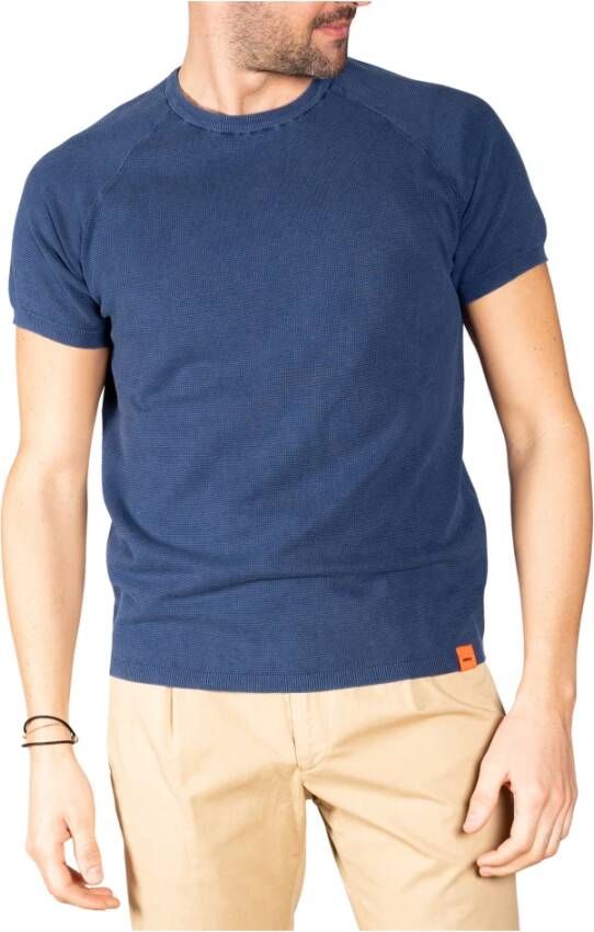 Aspesi Waffer Point Shirt T-Shirt in Indigo Blauw Blue Heren
