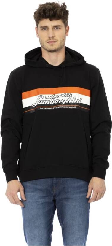 Automobili Lamborghini Zwarte Katoenen Sweater met Capuchon en Ritszakken Black Heren
