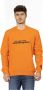 Automobili Lamborghini Orange Cotton Sweater with Crewneck Front Print and Logo Insert on Sleeve Oranje Heren - Thumbnail 1