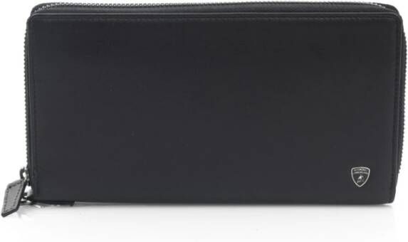 Automobili Lamborghini Zwarte Kalfsleren Clutch Tas met Handvat Black Dames