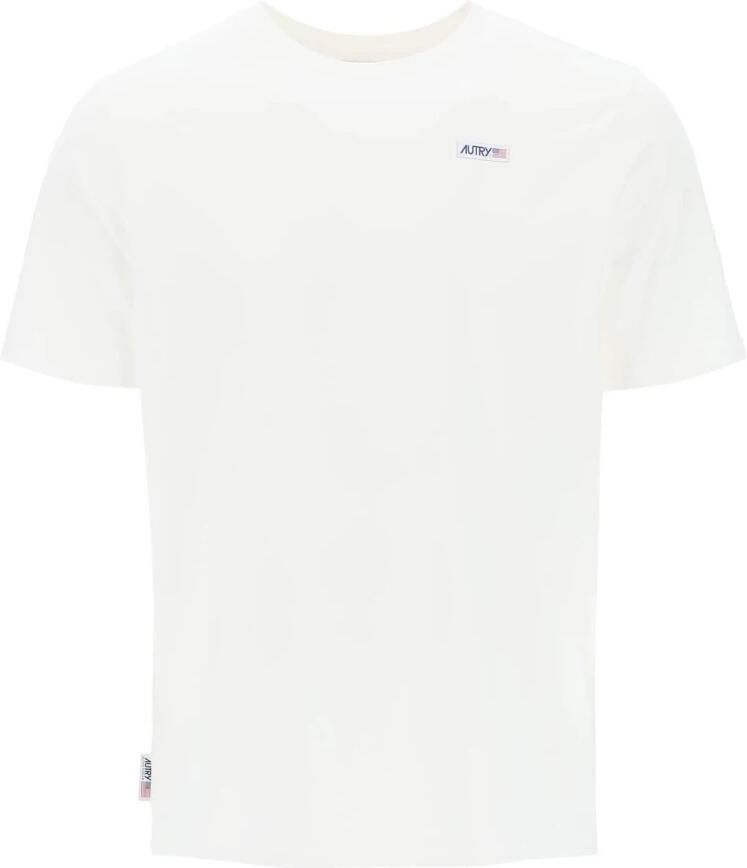 Autry Iconisch Katoenen T-Shirt met Logo Label White Heren