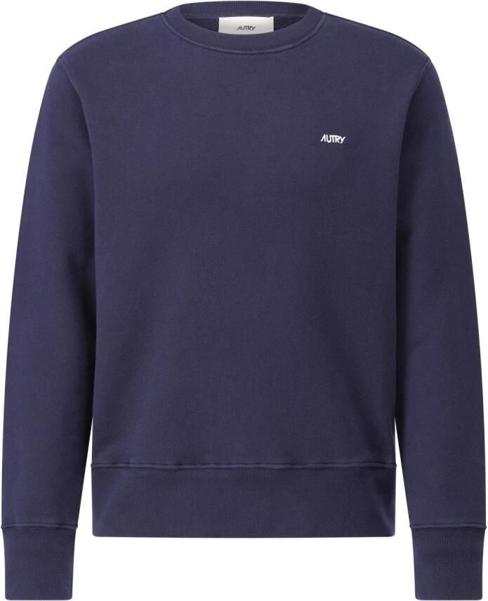 Autry Sweater Embroidered Logo Crewneck Sweatshirt Blue Navy