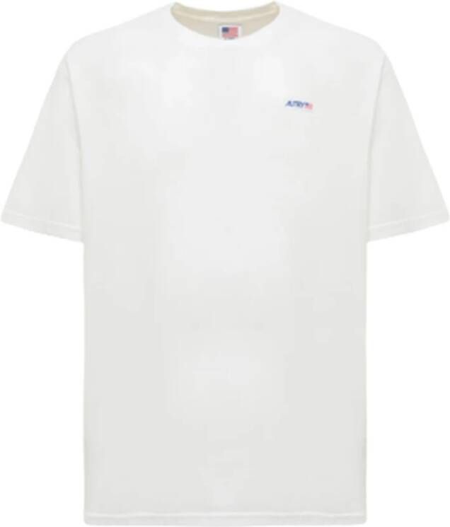Autry Iconisch Katoenen T-Shirt met Logo Label White Heren