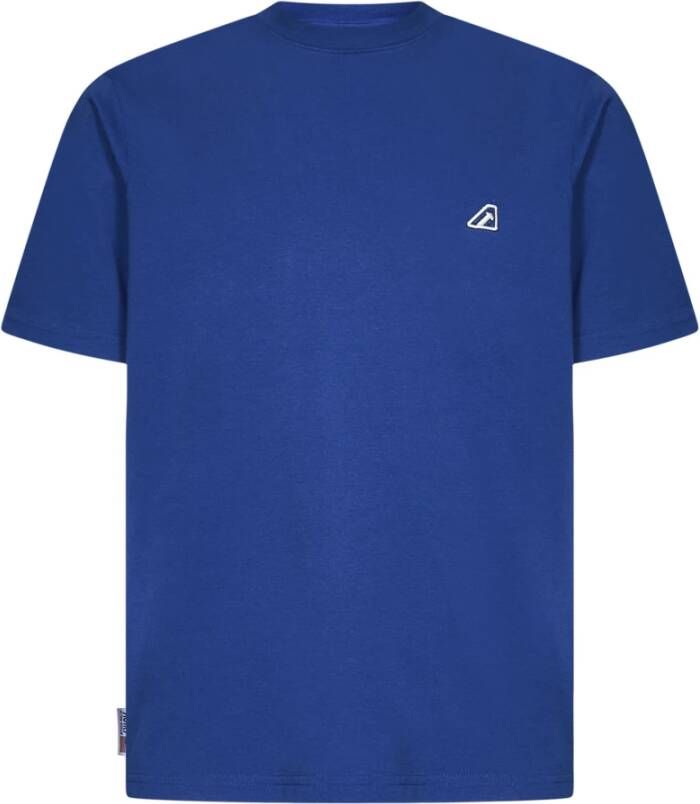 Autry Blauw Katoenen T-Shirt met Logo Borduursel Blauw Heren