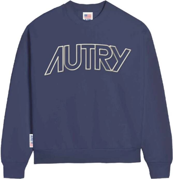 Autry Blauwe Crewneck Sweatshirt Upgrade Jouw Casual Garderobe Blauw Heren