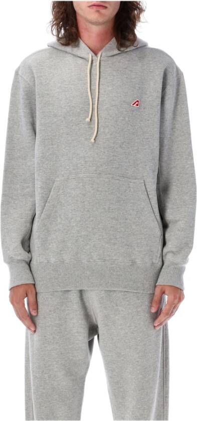 Autry Grijze Melange Gebreide Trui AW23 Rode Gebreide Hoodie voor Heren Gray Red Heren