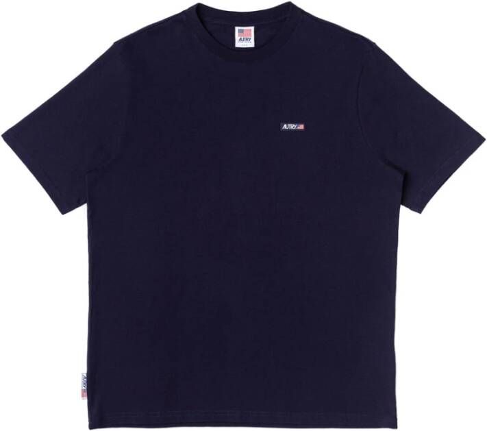 Autry Blauw Katoenen Logo T-shirt voor Mannen Blue Heren