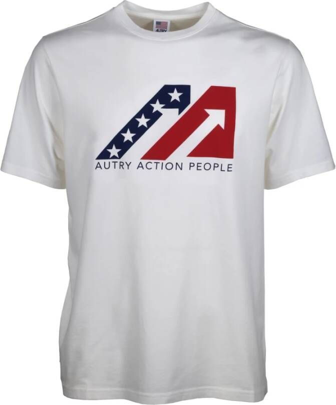 Autry "Katoenen T-shirt met Contrast Print" Wit Heren