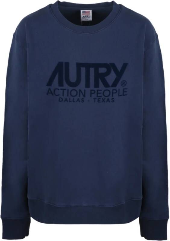 Autry Iconische Flock Sweatshirt Blauw Heren