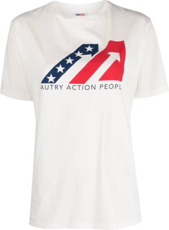 Autry Ivoor Katoenen T-Shirt White Dames