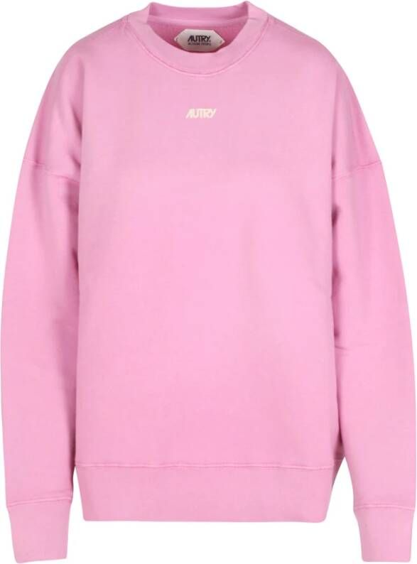 Autry Katoenen Sweatshirt met Logo Gemaakt in Italië Roze Dames