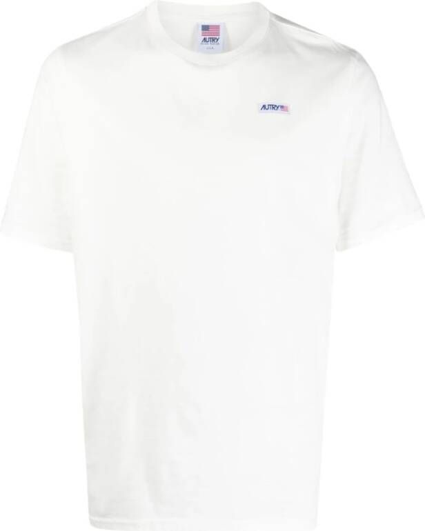Autry Logo-Patch Crew-Neck T-Shirt White Heren