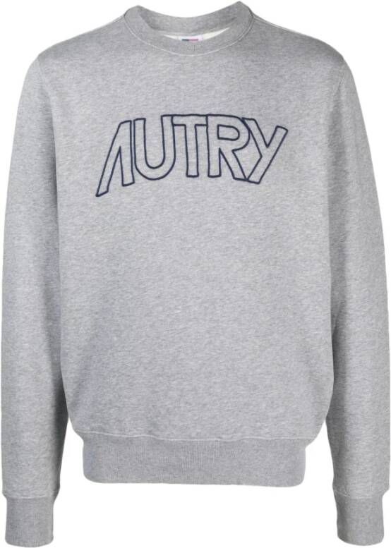 Autry Logo-Print Katoenen Sweatshirt Grijs Heren