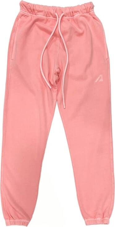 Autry Vintage Sweatpants met Logo Borduursel Pink Dames
