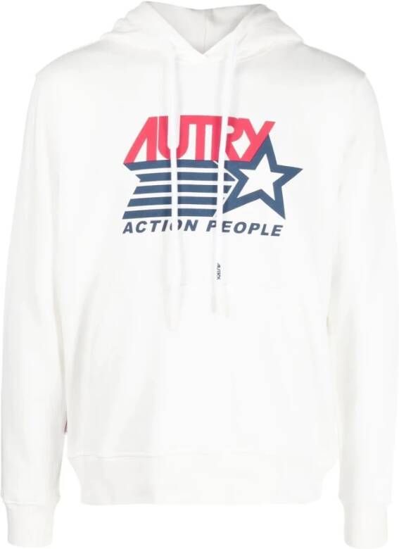 Autry Witte hoodie met logo print Wit Heren