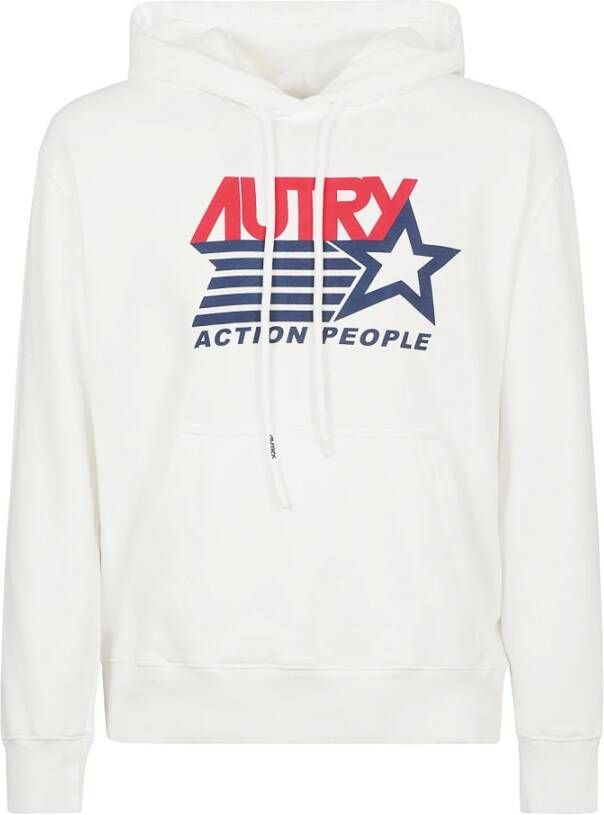 Autry Witte Katoenen Hoodie met Logo Print White Dames