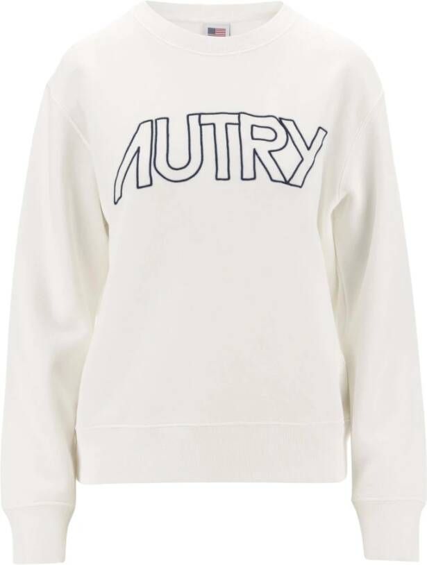 Autry Witte Crew Neck Sweatshirt met Contrasterend Logo White Dames