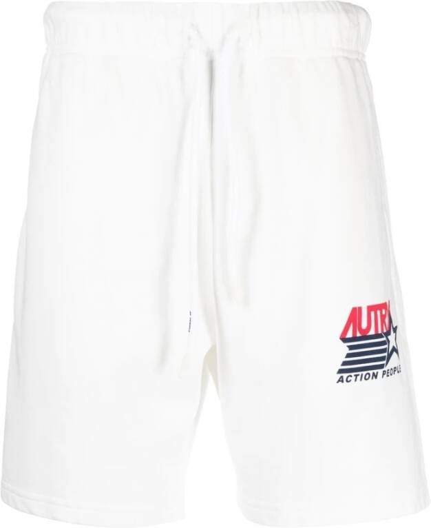 Autry Witte Katoenen Logo Shorts White Heren