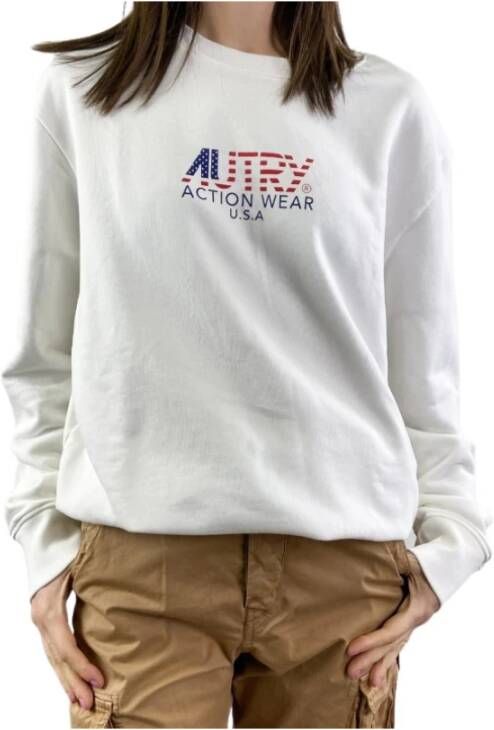 Autry Witte Sweatshirt met Ronde Hals en Letters Wit Dames