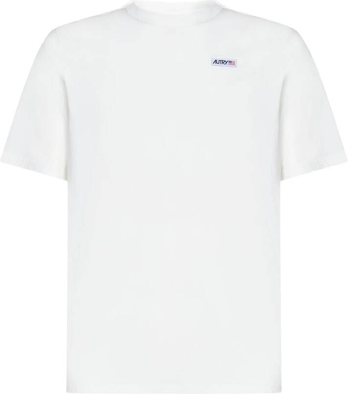 Autry Iconisch Katoenen T-Shirt met Logo Label White Heren