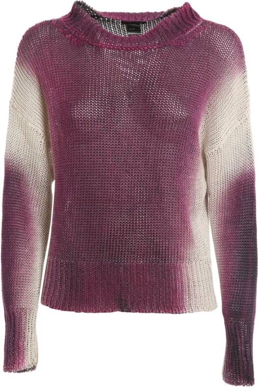 Avant Toi Linnen Jacquard Crewneck Sweater Purple Dames