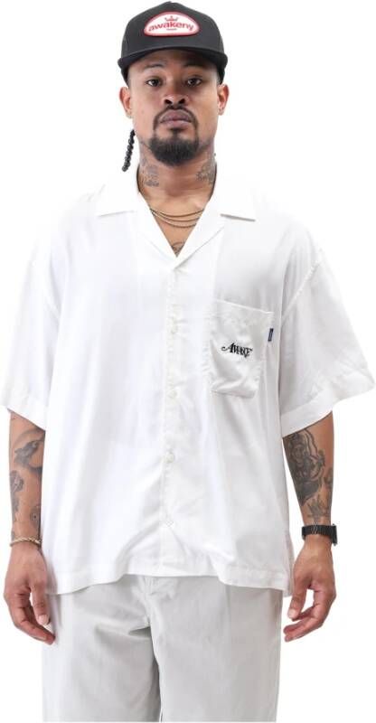 Awake NY Bedrukt Rayon Camp Overhemd met Dobbelsteen Design White Heren