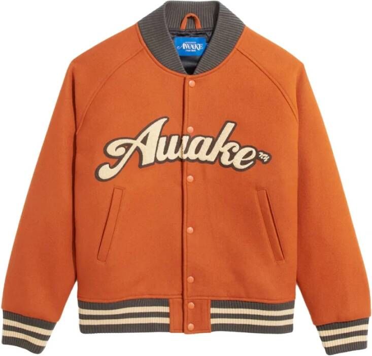 Awake NY Rust Wol Chenille Logo Jas Oranje Heren