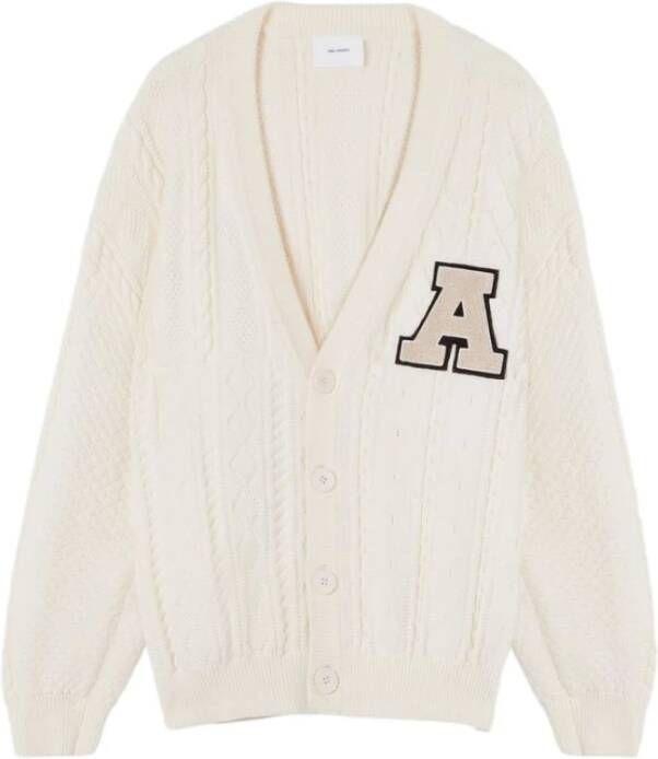 Axel Arigato Kabel Gebreide Varsity Cardigan Beige Heren