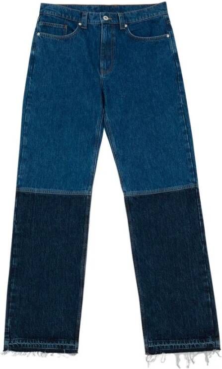 Axel Arigato Donkerblauwe Jeans met Leren Patch Blauw Heren