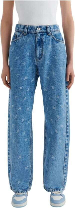 Axel Arigato Signature A Laser-Faded Straight-Leg Jeans Blue Dames