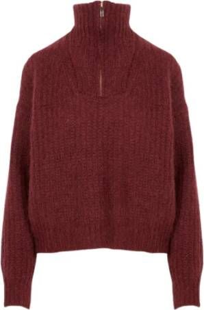 BA&SH Geribbelde Sweater met Rits Gemaakt in Italië Rood Dames