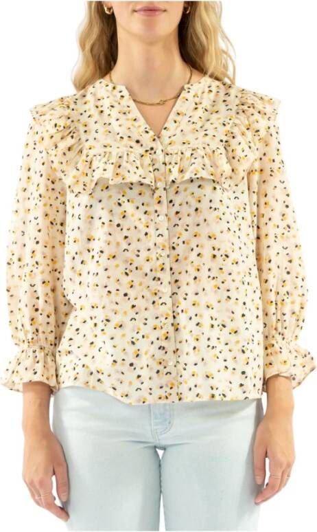 BA&SH Speelse Print Beige Blouse Beige Dames