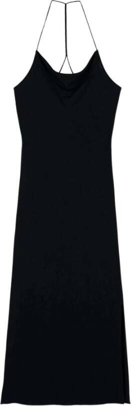 BA&SH Tijdloze zwarte midi-jurk met V-hals en lange mouwen Zwart Dames