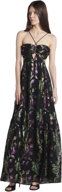 BA&SH Zwarte Lurex Bloemen Geborduurde Feestjurk Zwart Dames