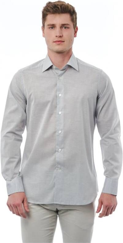 Bagutta Elegant grijs Regular Fit Italiaanse kraag overhemd Gray Heren
