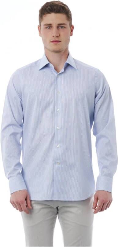 Bagutta Light-blue Cotton Shirt Blauw Heren
