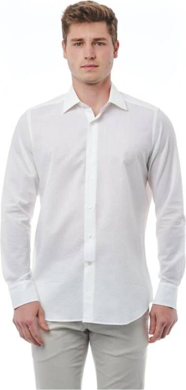 Bagutta Luxe Italiaanse kraag overhemd Wit Heren