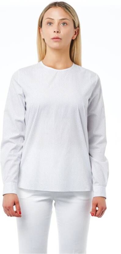 Bagutta Witte Katoenen Blouse met Ronde Hals White Dames