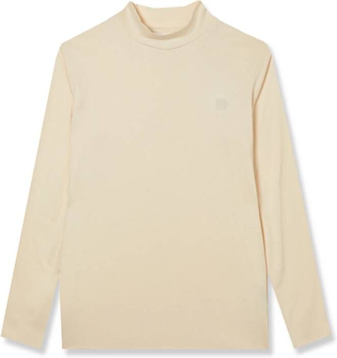 BALDESSARINI Basic Langarm Shirt met Opstaande Kraag Logo Beige Heren